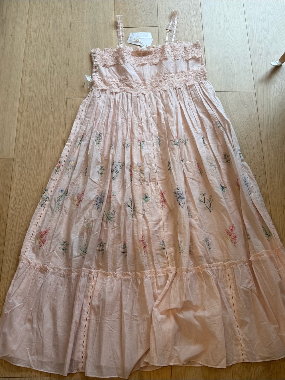 Caroline Constas Blush Pink Floral Embroidered Maxi Dress – Size L – NWT - Picture 3 of 6